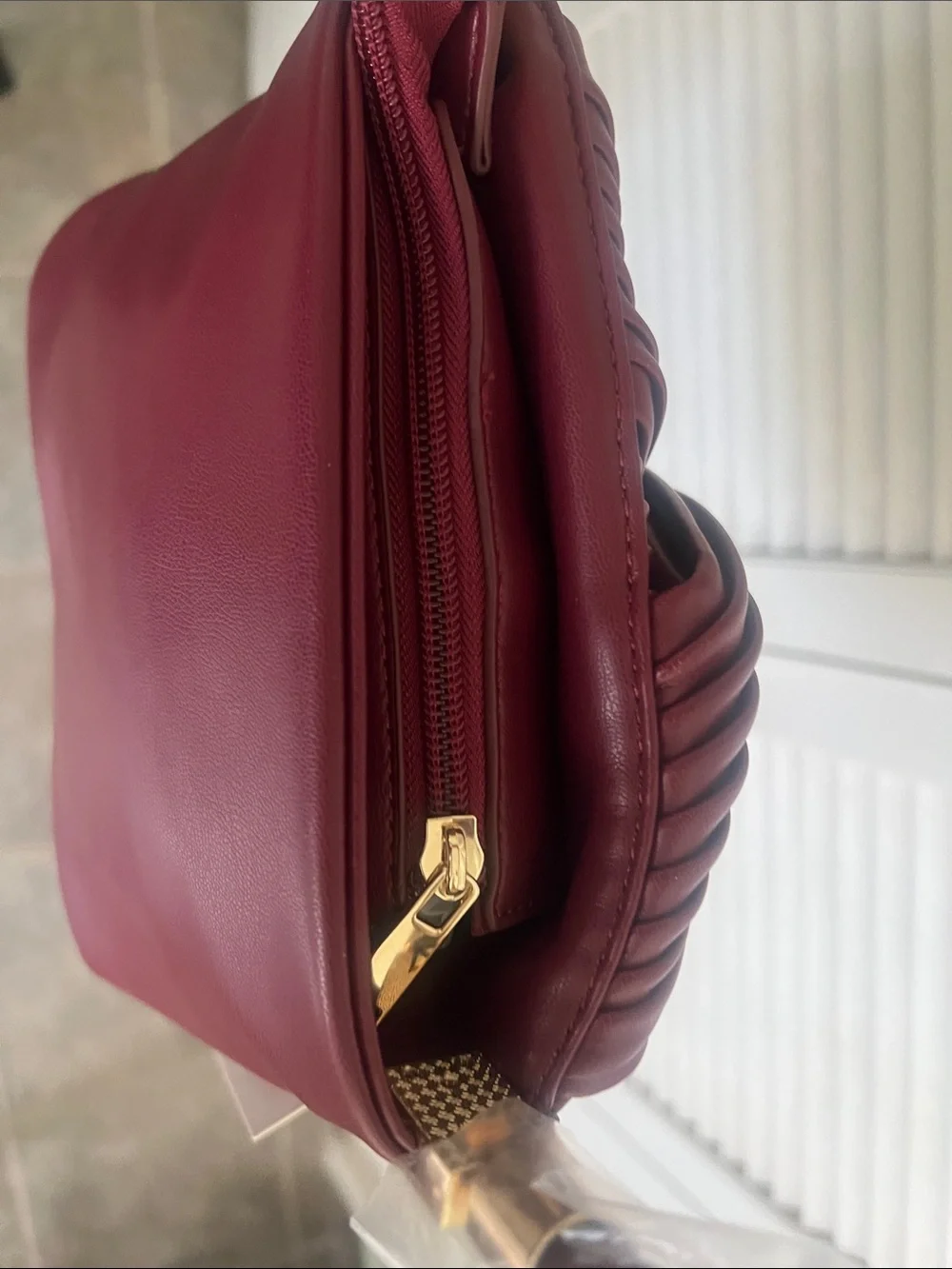 Jason Wu Wine Red Knotted Pleat Shoulder Bag